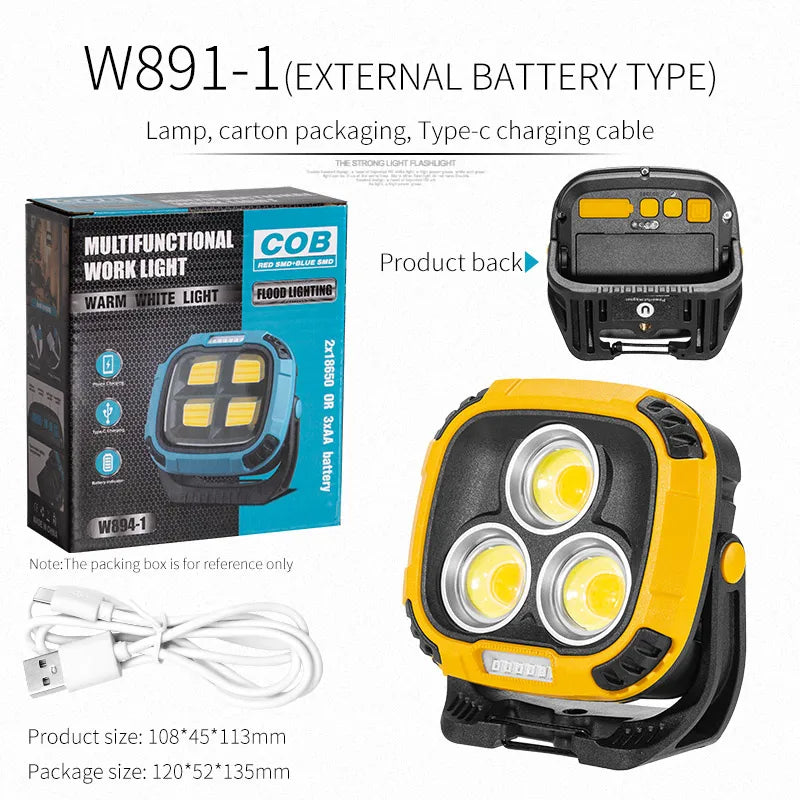 Powerful LED Flashlight Power Bank USB Rechargeable Torch Light Strong Magnetic Adsorptio High Power Flashlight Lantern