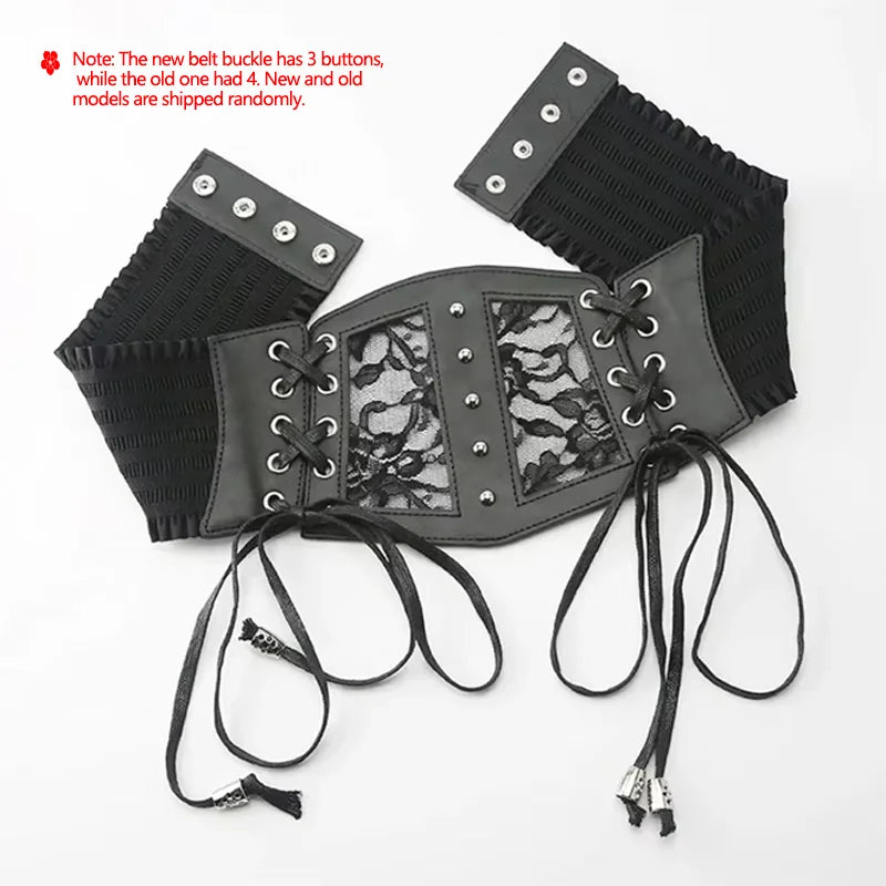 Ladies's Retro Pin Buckle Elastic Lace Corset Belts Cummerbunds Goth Punk Dress Corset Belt For Women On Shirt Dress Girdle Cors