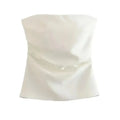 Strapless Draped Bustier Tops for Women, Straight Neck, Back Zipper, Female Camis, Fashion