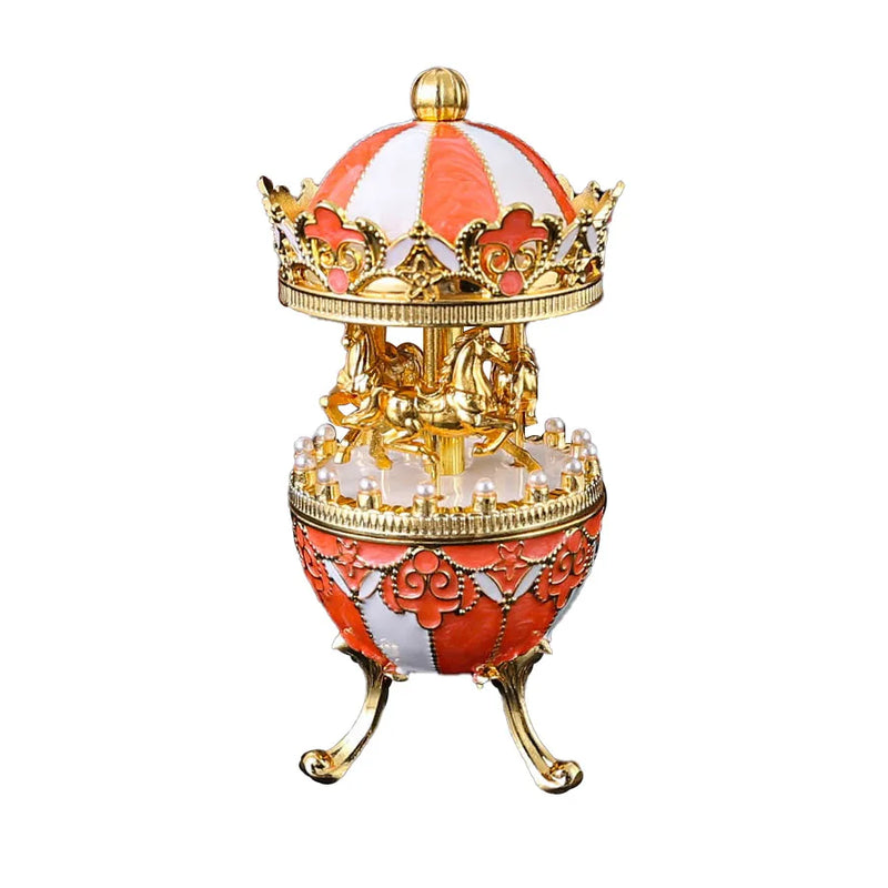 Cartoon Carousel Rotating Jewelry boxes Metal Jewelry Trinket Box for Anniversary Birthday Gift Home Decoration