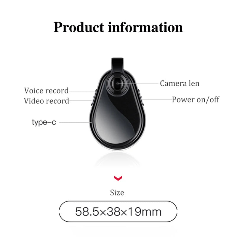 1080P Action Camera Oculta Wide View Angle Portable Small Nacklace Audio Video Voice DV Dictaphone 8-128GB Digtal Recorder Cam