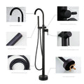 KEMAIDI Golden Plated Bathtub Filler Shower Roman Tub Faucet Set Free Standing Black Bath Shower Systerm Round Spout Mixer Tap