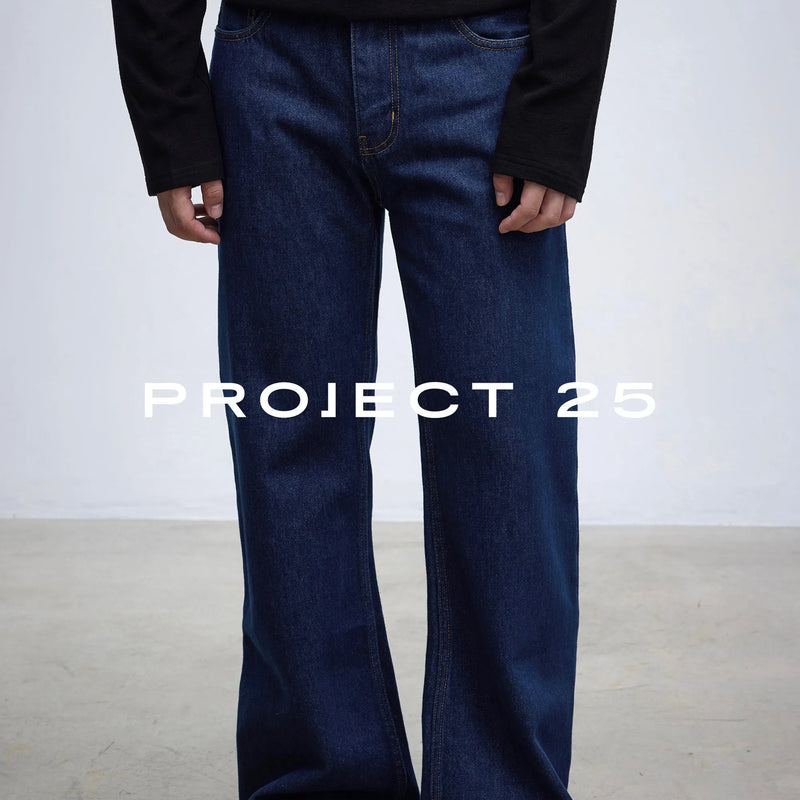 PROJECT 25 Men's Vintage Raw Denim Wide Leg Jeans | SAMAG