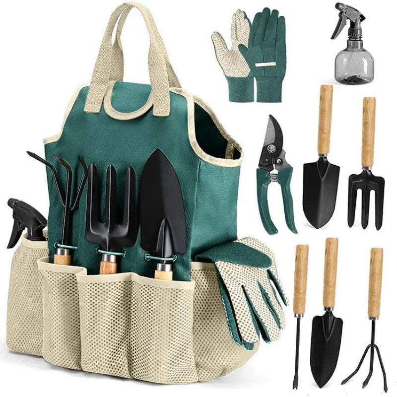9 Piece Outdoor Garden Tool Kit Set Scissors Included Gift for Gardeners Durable Stainless Steel with Ergonomic Handles