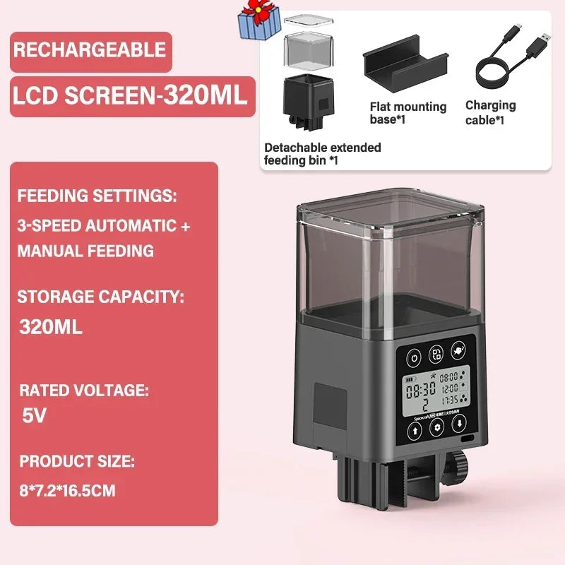 Automatic Fish Feeder LED LCD Screen 120ml/320ml Large | SAMAG