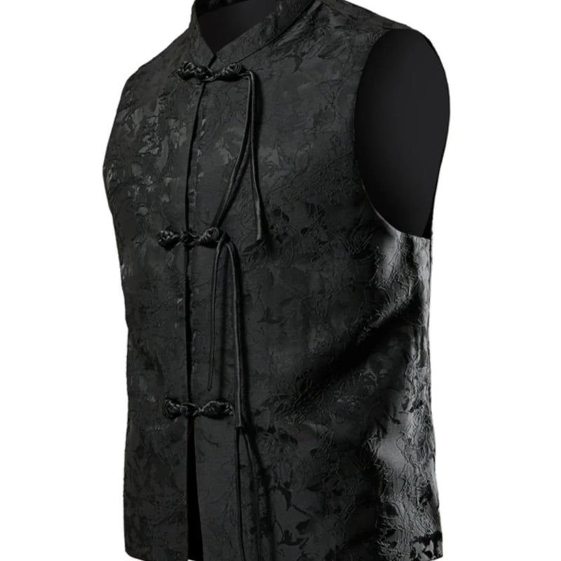 Men Chinese Traditional Style Vests Men buckle Vests Fashion Casual Solid Color Tank Tops Male Hanfu Vests