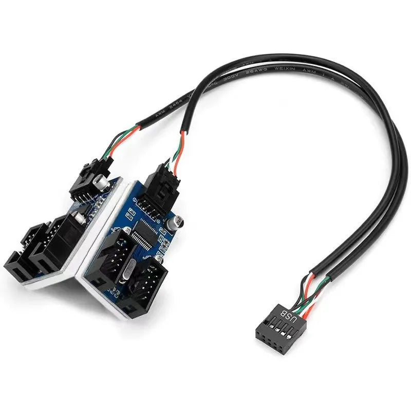 9Pin USB Splitter Motherboard USB Female Interface Header Splitter 1 to 2 Extension Cable Adapter 9Pin 1 to 4 USB HUB Connectors