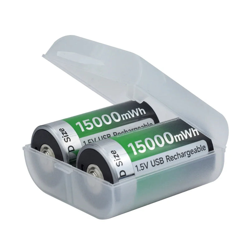 PALO 1-6PCS 1.5V D Size 15000mWh Lithium Rechargeable Battery D Type USB Li-ion Batteries LR20 Battery with Type C USB Cable