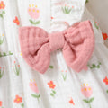 Baby Girl's All Seasons Long Sleeve Print Floral With Bow Daily Jumpsuit For Newborn-6M Clothes +Headband