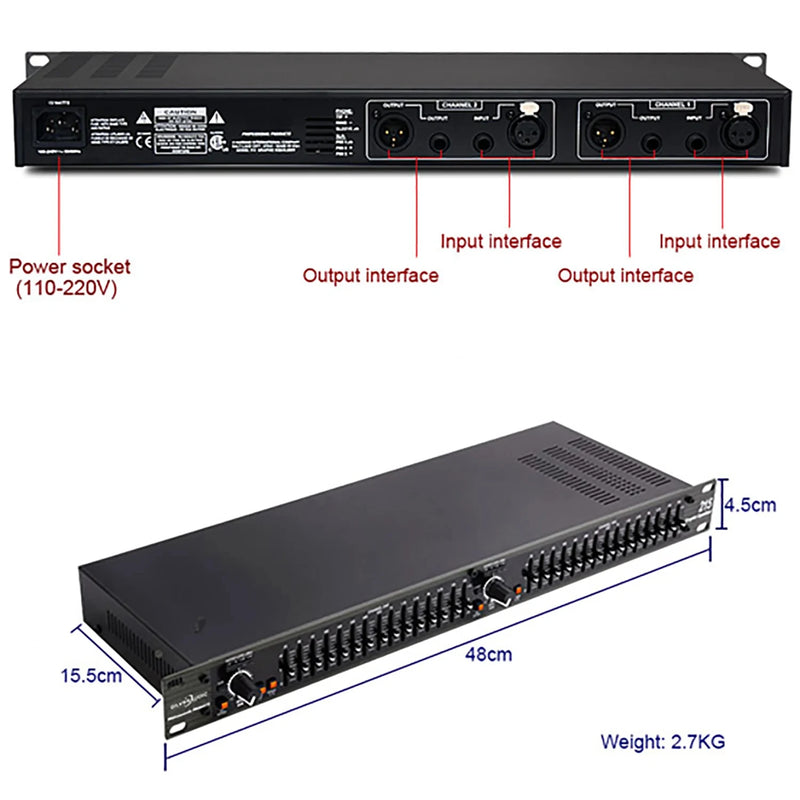 GAX-215 Professional sound equipment professional audio equalizer Dual 15 Band Graphic Equalizer Power equalizer dj equipment