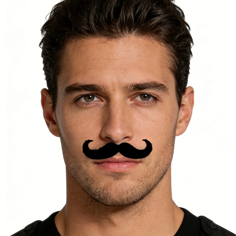 4Pcs Self-Adhesive Fake Mustache Set, Novelty False Handlebar Moustache for Halloween Cosplay, Costume Party, Masquerade, Prank