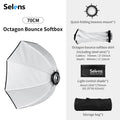 Selens 70/90/110cm Reverse Octagon Umbrella Softbox Bowens Mount Portable Light Softbox for Flash LED Light Photo Studio Kits