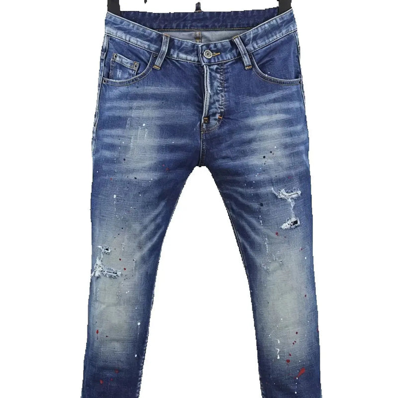 6057 Four Seasons New Men's Wear Washed Ripped Patch | SAMAG