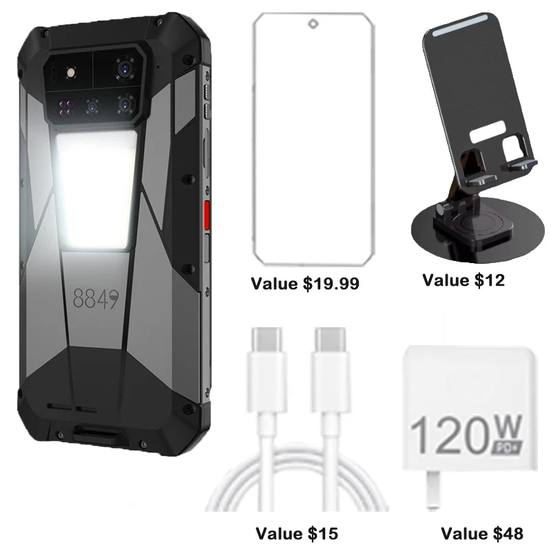 8849 Tank 4 Pro Unihertz 5G Rugged Projector Smartphone 1TB 36G Android 14 Sports Phone 11600mAh Dimensity8300 AMOLED 120HZ