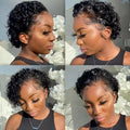 Pixie Cut Wig Transparent Lace Front Human Hair Wig Short Kinky Curly Bob Wigs Brazilian Water Wave Human Hair Wigs For Women