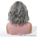 Short Silver Gray Curly Wavy Synthetic Wigs with Bangs for Women Grey Bob Cosplay Party Lolita Natural Hair Wig Heat Resistant