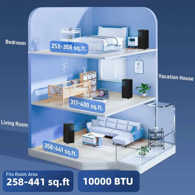 HOMCOM 10000 BTU Mobile Air Conditioner, 441 Sq. Ft., AC Unit with Dehumidifier, Sleep, 24H Timer On/Off, Window Kit, Black