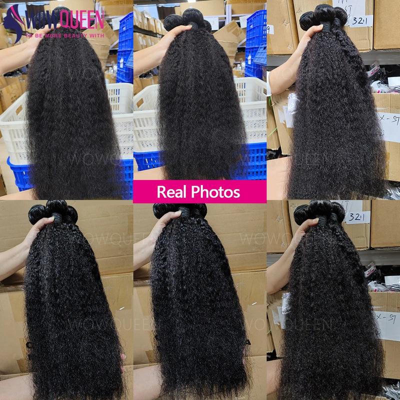 30 32 Inch Indian Raw Virgin Unprocessed 100% Human Hair 12A Kinky Straight Bundles Yaki Straight Double Weft Bulk Braiding Hair