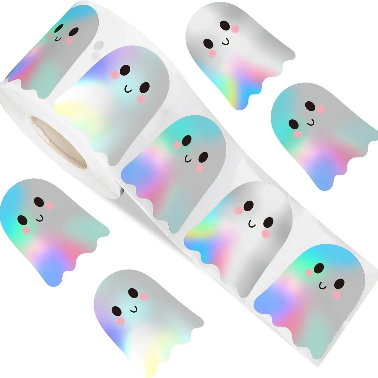 100-500pcs Silver Cute Halloween Stickers Party Halloween Gift Wrapping Label Scrapbook Cartoon Rewards Stationery Stickers
