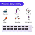 High Speed 7 Ports USB HUB 2.0 Adapter Expander Multi USB Splitter Multiple Extender with LED Lamp Switch for PC Laptop