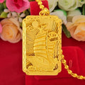 Real 18 K Gold Men's Square Tiger Pendant for Men Father Bro Pure Classic Wedding Gold Pendants Without Chain Fine Jewelry Gifts