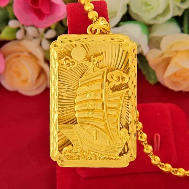 Real 18 K Gold Men's Square Tiger Pendant for Men Father Bro Pure Classic Wedding Gold Pendants Without Chain Fine Jewelry Gifts