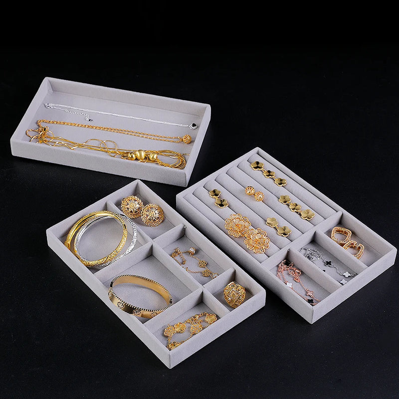 1 Set, (Including 8PCS) Flocking Jewelry Box Jewelry Tray