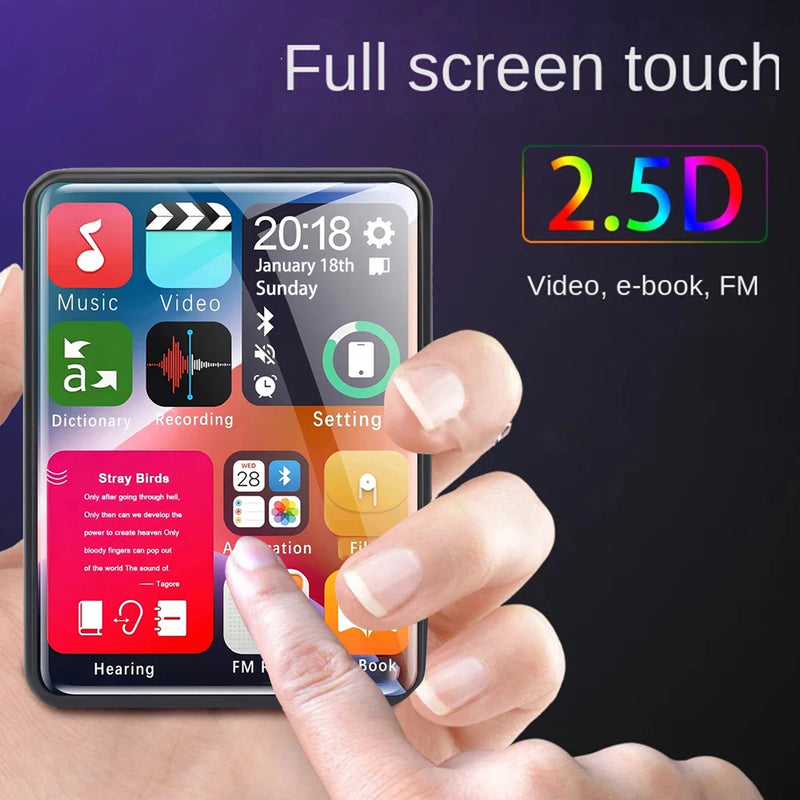2.5 Inch Full Screen MP3 MP4 Walkman 4GB Mini Bluetooth Portable Music Player HIFI Sound Touch Screen Multifunctional Players
