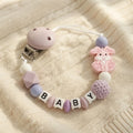 Custom Name Bunny Pacifier Clip Blue Silicone Teething Bead Chain BPA Free Handmade Dummy Holder Safe Baby Boy Shower Gift
