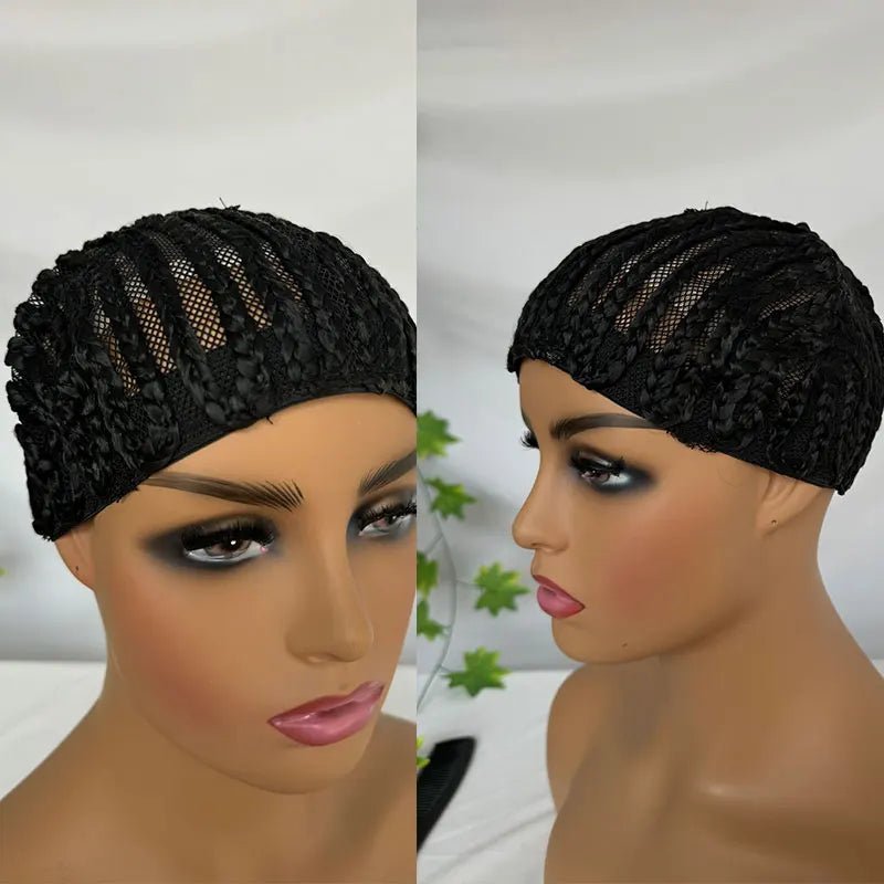 Synthetic Braided Wig Cap For Crochet Hair Braids Breathable Cornrow Cap For Easier Sew in Weave Hair Glueless Black