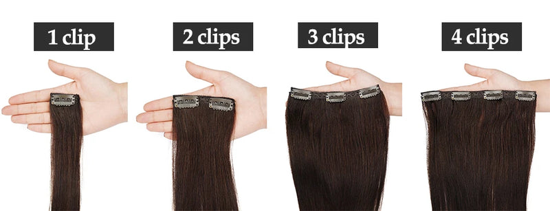 Doreen Full Head Brazilian Machine Remy Clip in Hair Extensions Human Hair 100% Real Natural Hairpiece Clips On 120G 14 To 22