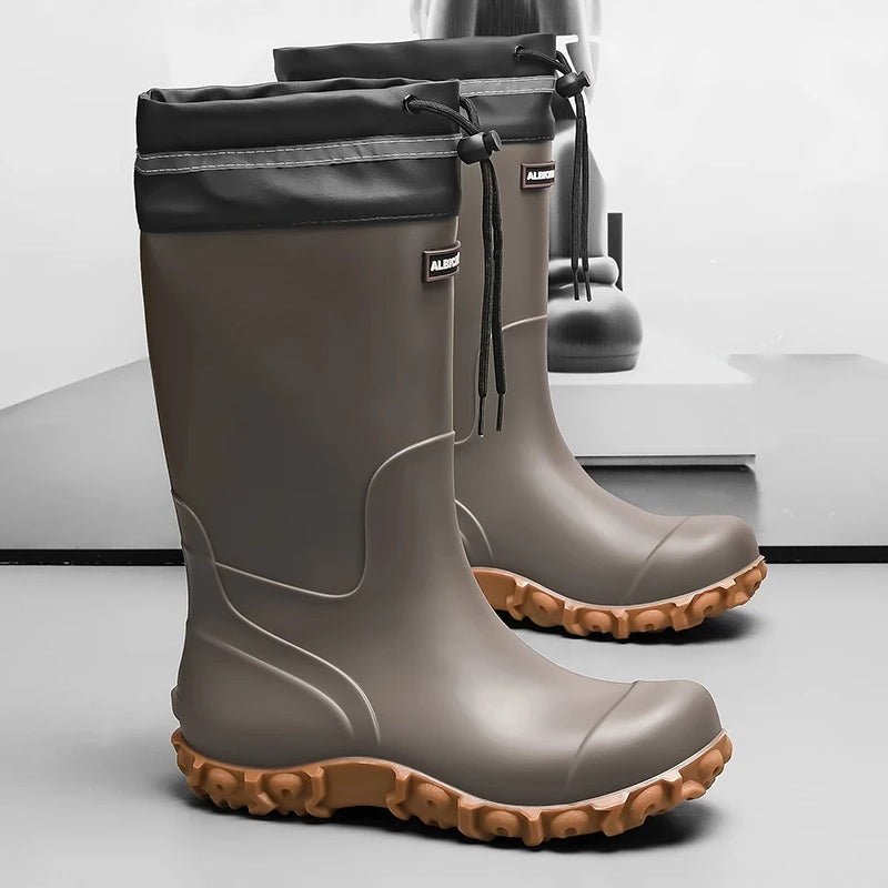 Men's Mid-Calf Rain Boots 2026 New Style Fishing Car Wash Waterproof Work Safety Kitchen Water Shoes Anti-Slip Rubber Shoes