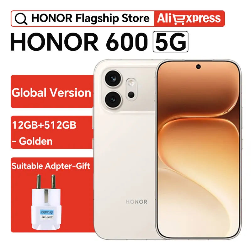 Global Version HONOR 600 5G Smartphone 7000mAh 80W SuperCharge 200MP Main Camera 6.57" AMOLED MagicOS 10 Snapdragon 7 Gen 4 NFC