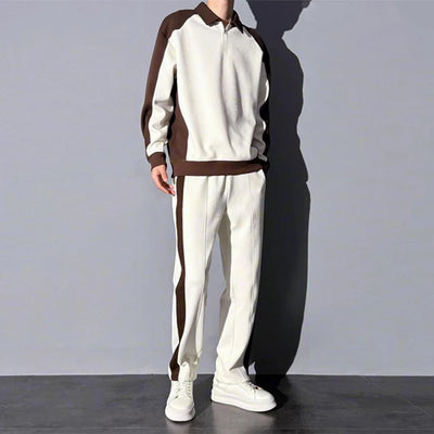 Spring Autumn Korean Fashion Patchwork Sweatshirt Elastic Casual Sweatpants Set Men Loose Comfortable Sporty Pullover | SAMAG