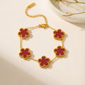 White Black Red Green Shell Five Leaf Flower Stainless Steel Ladies Bracelet Simple for Woman Party Birthday Jewelry Gift Clover