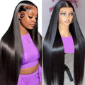 30 inch Lace Front Wig Straight Lace Frontal Wigs Pre Plucked 200% Density 13X4 Brazilian Human Hair Wig For Women Natural Black
