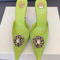 Women's new satin pointed toe toe water diamond high heels slippers party wedding high heels women's sandals