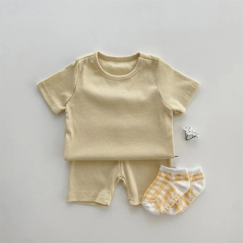 TZ23033 Children Clothing Set Kids Solid T - shirt+Shorts - View 4 | SAMAG