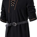 Men Medieval Lace Up Linen Long Sleeve Tunic Viking | SAMAG