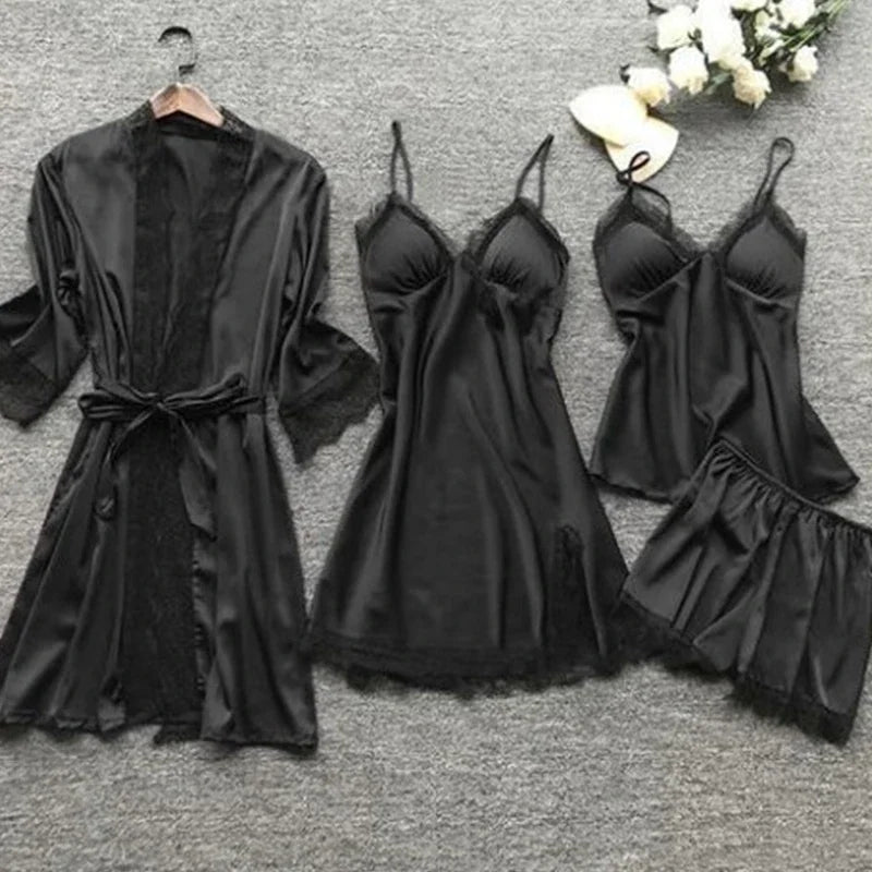 /Set Women's Sexy Lace Pajamas Fashion V-Neck Gown | SAMAG