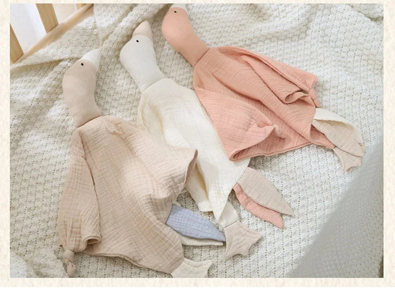 Baby Security Blanket Soft Cotton Muslin Comforter for Newborn Infant Sleeping Snuggle Toy Stuffed Animal Soothe Appease Towel
