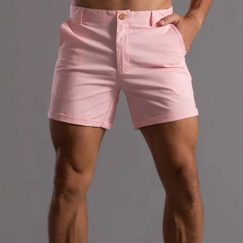 Summer 100% Cotton Solid Shorts Men Casual Business | SAMAG