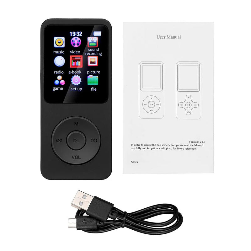 MP3 MP4 Player Bluetooth-Compatible5.0 Portable HiFi Music Player 1.8in Color Screen Student Walkman Gift for Kid