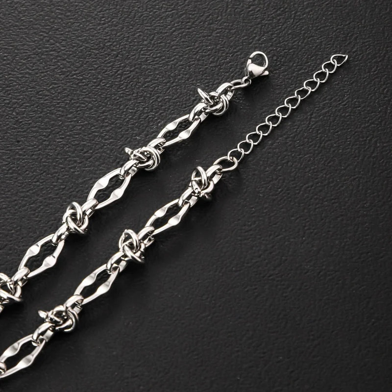 Stainless Steel Water Proof Bracelet for Men Women Irregular Chain Link with Knot Adjustable Extension Chain Trendy Jewelry