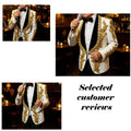 ULBYANRY Jacquard 3-Pieces Suit Including Jacket Vest Pants Suit Attires Luxury Handmade Men's Suit Set with Gold Rhinestones