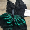 Sexy Womens Lace Sleepwear Lace Nachtkleding Lingerie Sleeveless V-Neck Babydoll Pajamas Set Lingerie Tops Shorts Set Nightwear