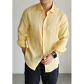 Men's Linen Shirt Cotton Blend Long Sleeve Button Down | SAMAG
