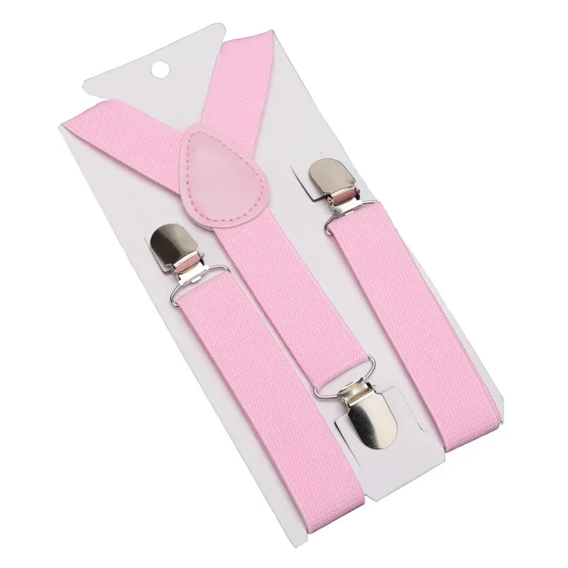 Solid Color Kids Suspenders with Fashion Children Boys Braces Girls Elastic Adjustable Suspenders Baby Wedding Ties Accessories