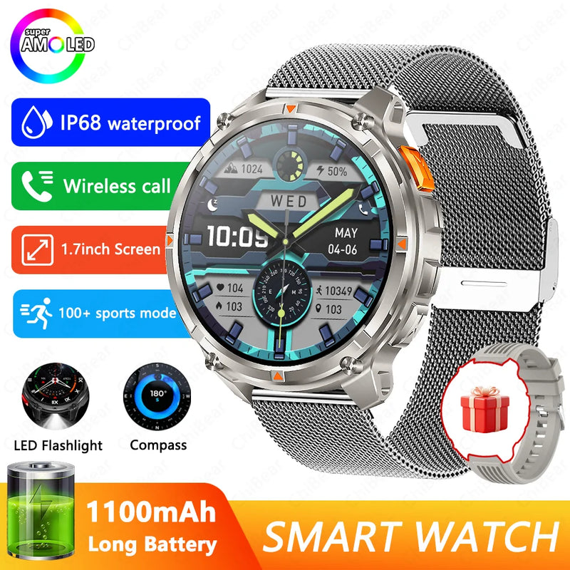 2026 New T-Rex3 Pro 1100mAh Battery Smart Watch GPS path 5ATM Waterproof Sports Run tracker Outdoors Compass Military Smartwatch
