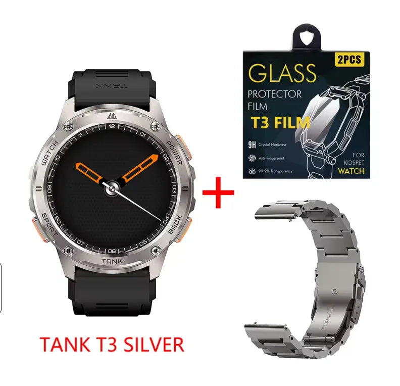 [Hot Selling] KOSPET TANK T3 Smart Watch For Men with Call and Text Digital Fitness Watches AMOLED AI Voice AOD BluetoothTracker